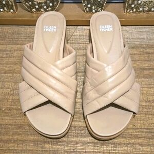 Eileen Fisher Woman's Kye Nappa Leather Sandals Puffy Slide Size 8